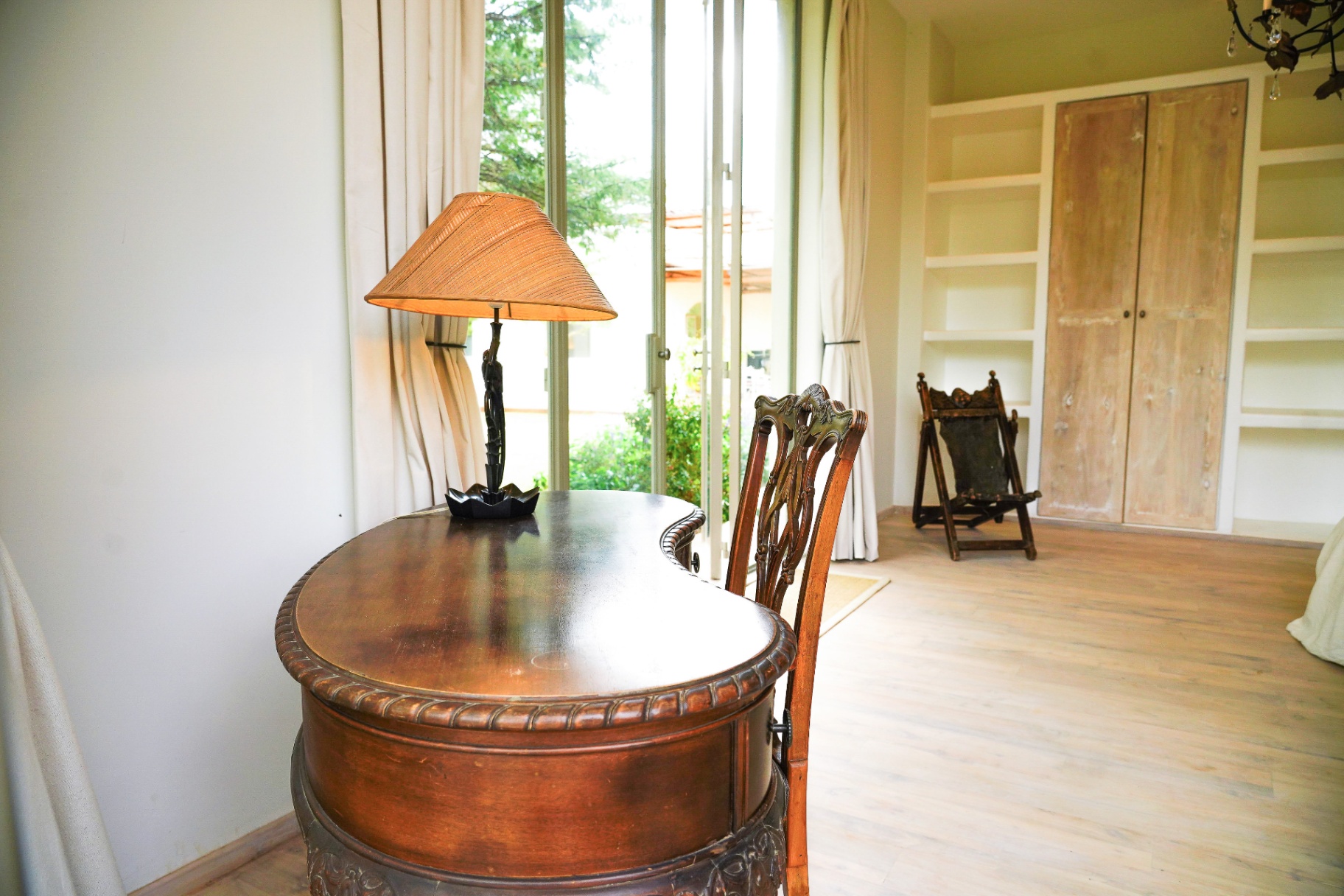 Bedroom writing desk and wardrobe details